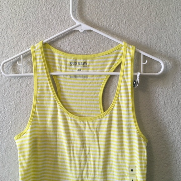 NWT Old Navy Yellow and White Striped Tank Top Large - Picture 2 of 4
